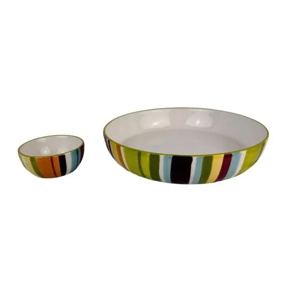 Festive Serving Bowl Chip And Dip Retro Inspired  Set of Two 2 Bowls - Picture 3 of 15